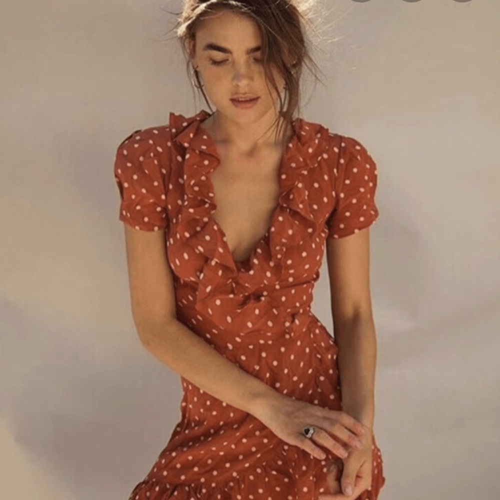 Realisation Par Valentina Dress Rust Dot